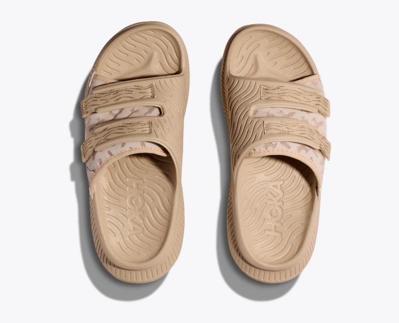 Light Khaki HOKA Ora Luxe Men's Slide | 76DOFYEIN