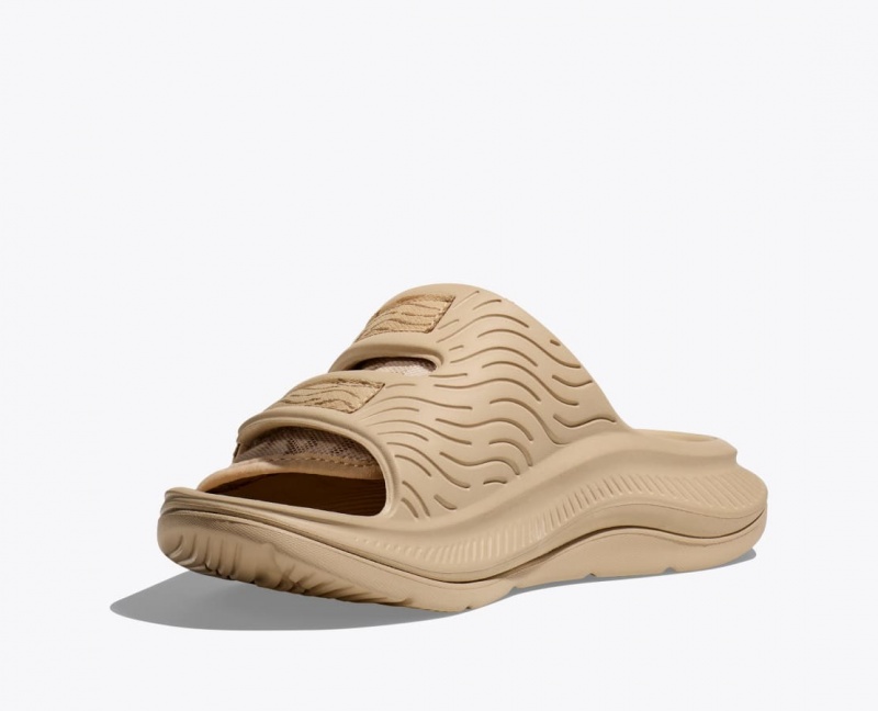 Light Khaki HOKA Ora Luxe Men's Slide | 76DOFYEIN