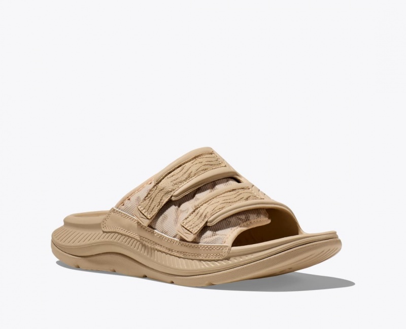 Light Khaki HOKA Ora Luxe Men's Slide | 76DOFYEIN