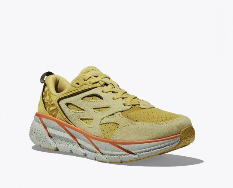 Light Olive HOKA Clifton L Suede Women's Walking Shoes | 48ZBXGWOD