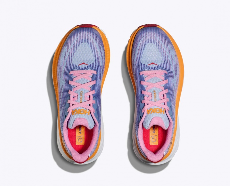 Light Purple / Orange / Pink HOKA Clifton 9 Kids' Running Shoes | 45IOLJSYT