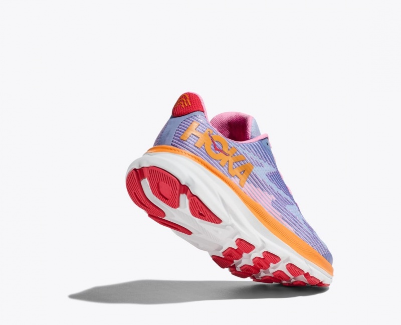 Light Purple / Orange / Pink HOKA Clifton 9 Kids' Running Shoes | 45IOLJSYT