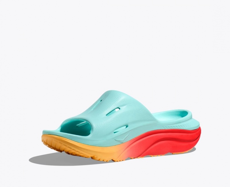 Light Turquoise / Orange HOKA Ora Recovery 3 Women's Slide | 76AWDKMUR