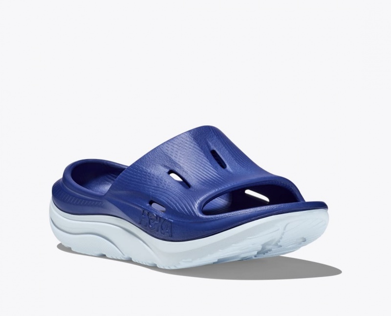 Navy HOKA Ora Recovery 3 Kids' Slides | 96WZIQLXJ