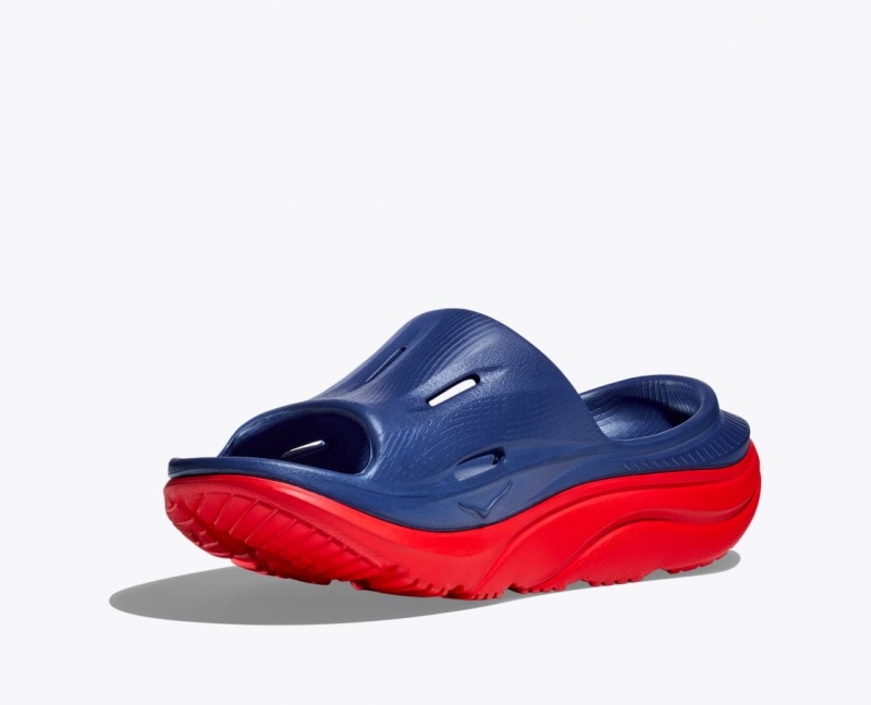 Navy / Red HOKA Ora Recovery 3 Women's Slide | 02YZFNXAL