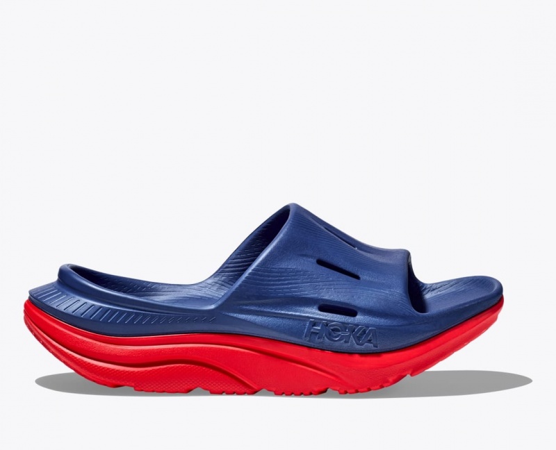 Navy / Red HOKA Ora Recovery 3 Women\'s Slide | 02YZFNXAL