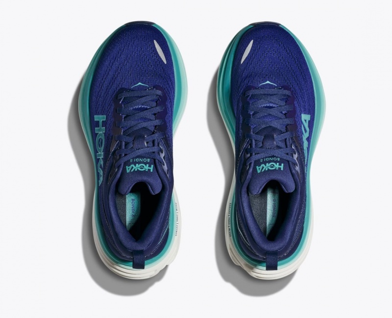 Navy / Turquoise HOKA Bondi 8 Women's Running Shoes | 54ODAZYIF