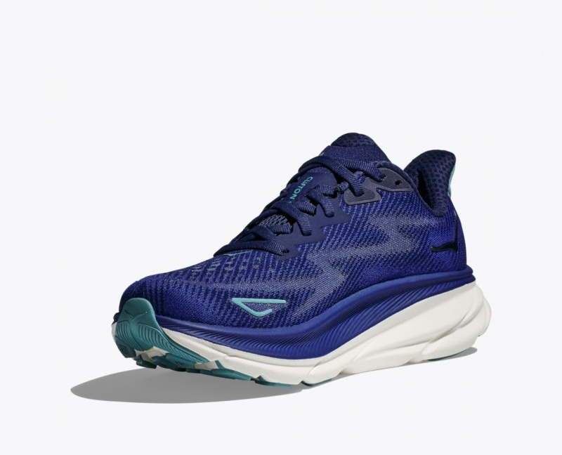 Navy / Turquoise HOKA Clifton 9 Women's Running Shoes | 41KMHZAON