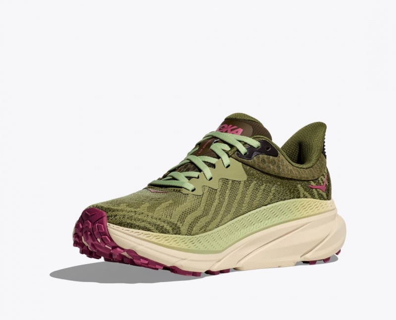 Olive Green HOKA Challenger 7 Women's Trail Running Shoes | 80KBWYZUJ