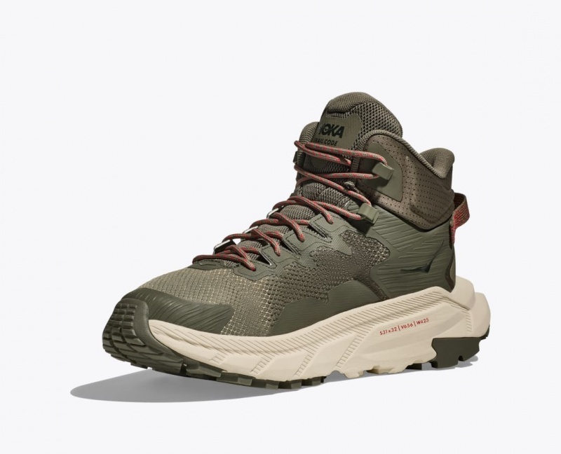 Olive Green HOKA Trail Code GTX Men's Hiking Boots | 50WRUTIKS