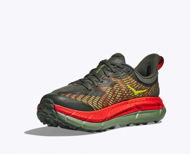 Olive / Red HOKA Mafate Speed 4 Men's Trail Running Shoes | 07HRCMKYA