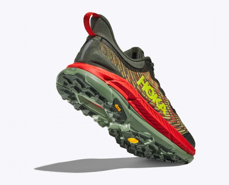 Olive / Red HOKA Mafate Speed 4 Men's Trail Running Shoes | 07HRCMKYA