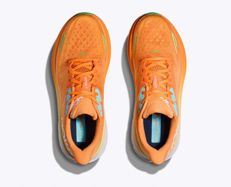 Orange HOKA Clifton 9 Men's Running Shoes | 36FRHELUI