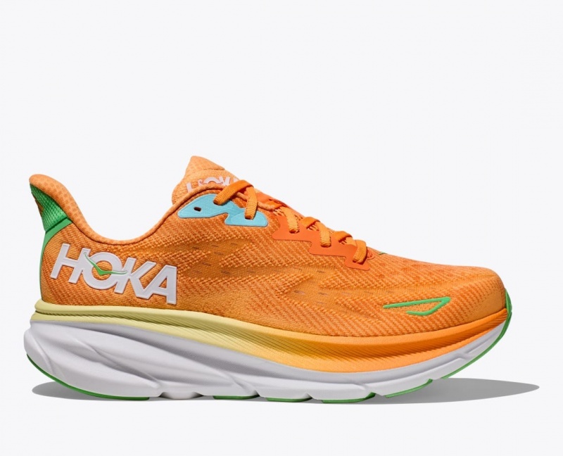 Orange HOKA Clifton 9 Men\'s Running Shoes | 36FRHELUI