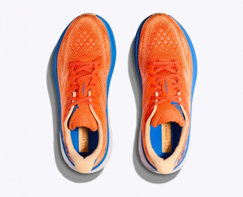 Orange / Blue HOKA Clifton 9 Men's Running Shoes | 47RHFTKMU