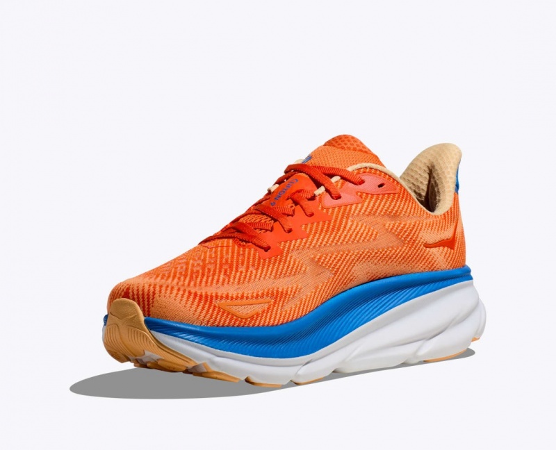 Orange / Blue HOKA Clifton 9 Men's Running Shoes | 47RHFTKMU