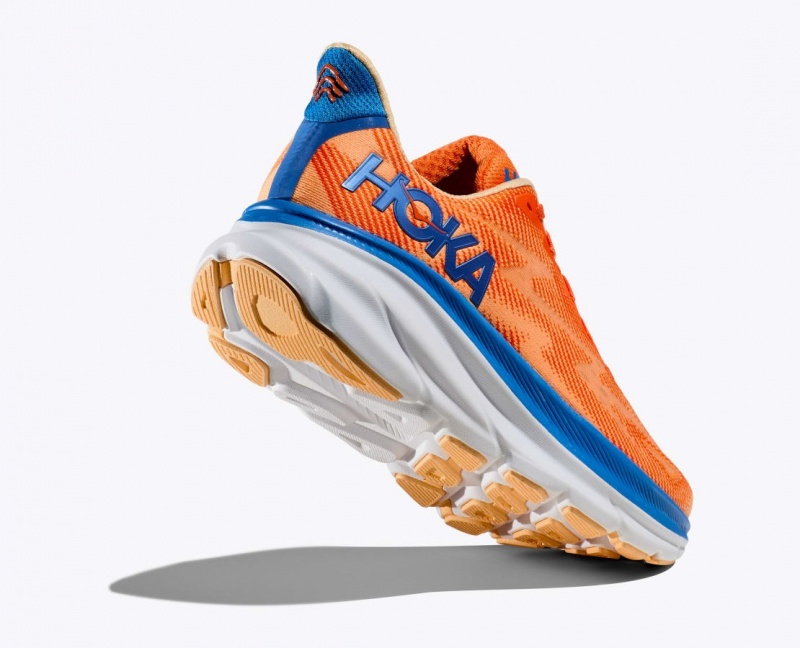 Orange / Blue HOKA Clifton 9 Men's Running Shoes | 47RHFTKMU