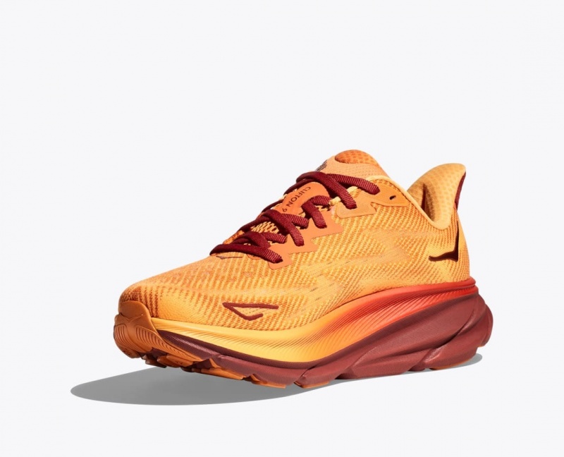 Orange / Dark Red HOKA Clifton 9 Men's Running Shoes | 52OUZAYIQ