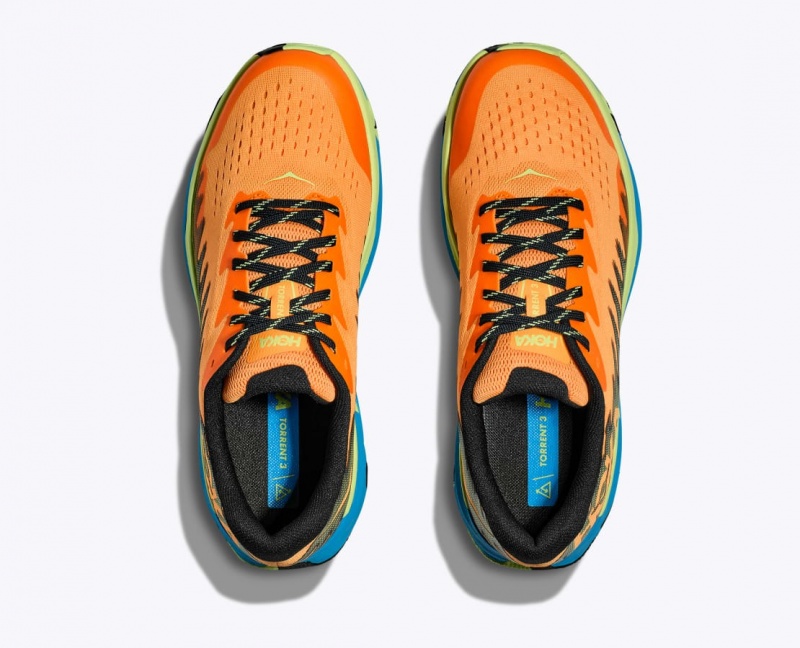 Orange / Green HOKA Torrent 3 Men's Trail Running Shoes | 97ZMUHPVG