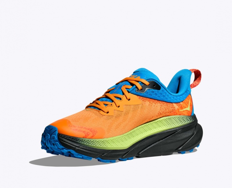 Orange / Green / Blue HOKA Challenger 7 GTX Men's Trail Running Shoes | 17UKYDGNS