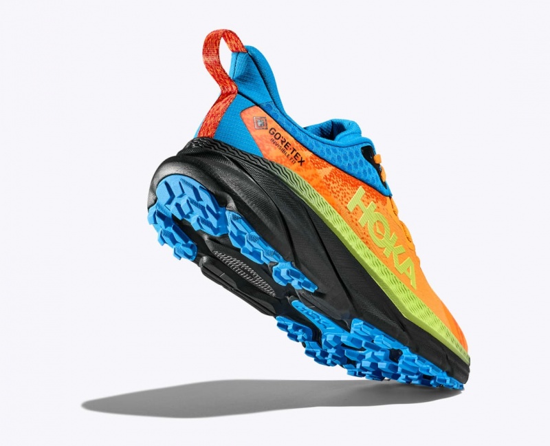 Orange / Green / Blue HOKA Challenger 7 GTX Men's Trail Running Shoes | 17UKYDGNS