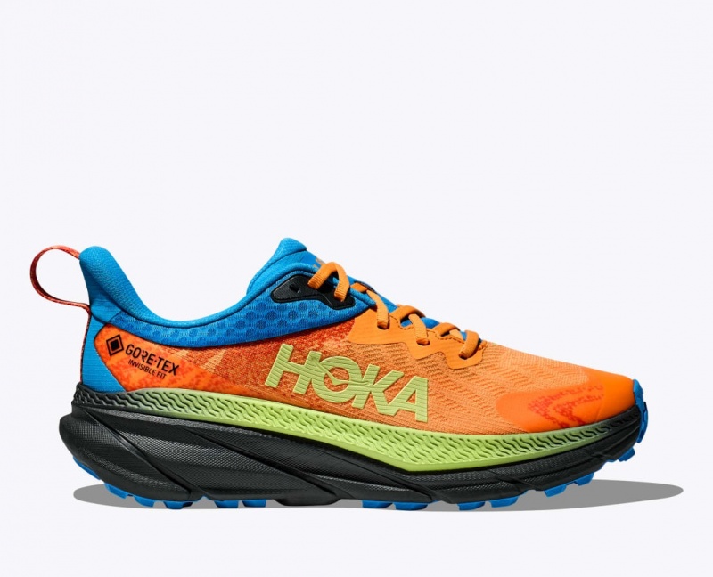 Orange / Green / Blue HOKA Challenger 7 GTX Men\'s Trail Running Shoes | 17UKYDGNS