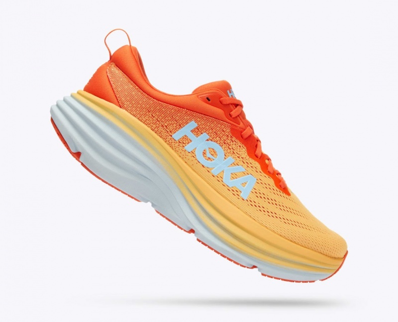 Orange / Red HOKA Bondi 8 Men's Running Shoes | 24XPFJKUH