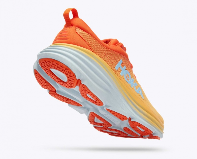 Orange / Red HOKA Bondi 8 Men's Running Shoes | 24XPFJKUH