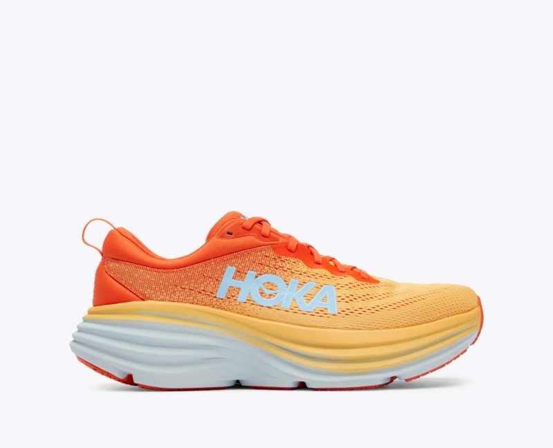 Orange / Red HOKA Bondi 8 Men\'s Running Shoes | 24XPFJKUH