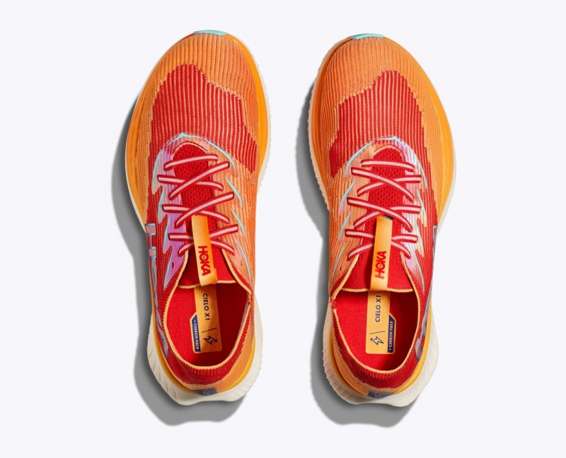 Orange / Red HOKA Cielo X1 Men's Running Shoes | 40LKTZWON