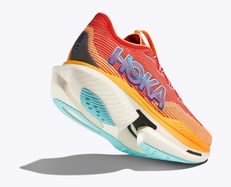 Orange / Red HOKA Cielo X1 Men's Running Shoes | 40LKTZWON