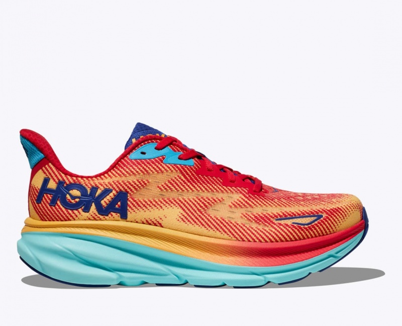 Orange / Red / Blue HOKA Clifton 9 Women\'s Running Shoes | 65DICETKW