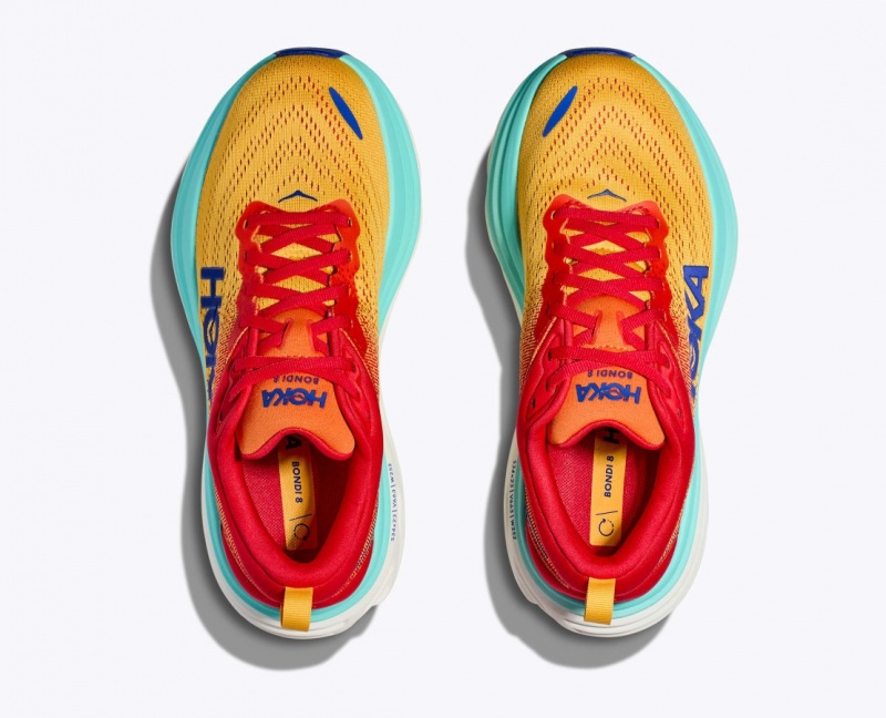 Orange / Red / Turquoise HOKA Bondi 8 Men's Running Shoes | 04LCJWBQV