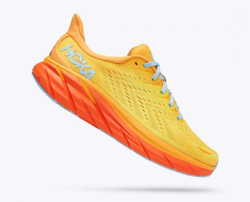 Orange / Yellow HOKA Clifton 8 Men's Running Shoes | 92FROMEVC