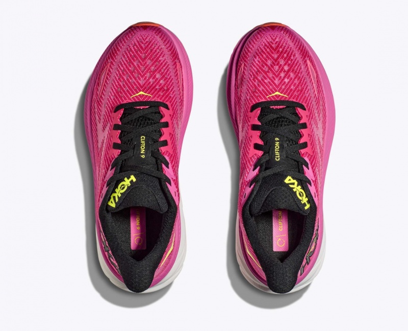 Pink / Black HOKA Clifton 9 Women's Running Shoes | 07FTPHCDE