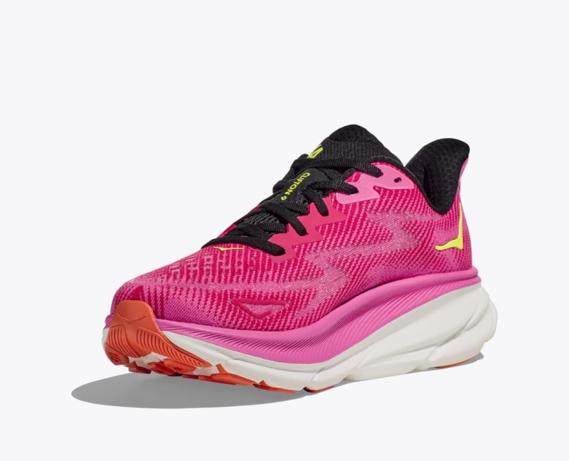 Pink / Black HOKA Clifton 9 Women's Running Shoes | 07FTPHCDE