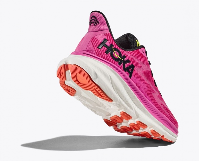 Pink / Black HOKA Clifton 9 Women's Running Shoes | 07FTPHCDE