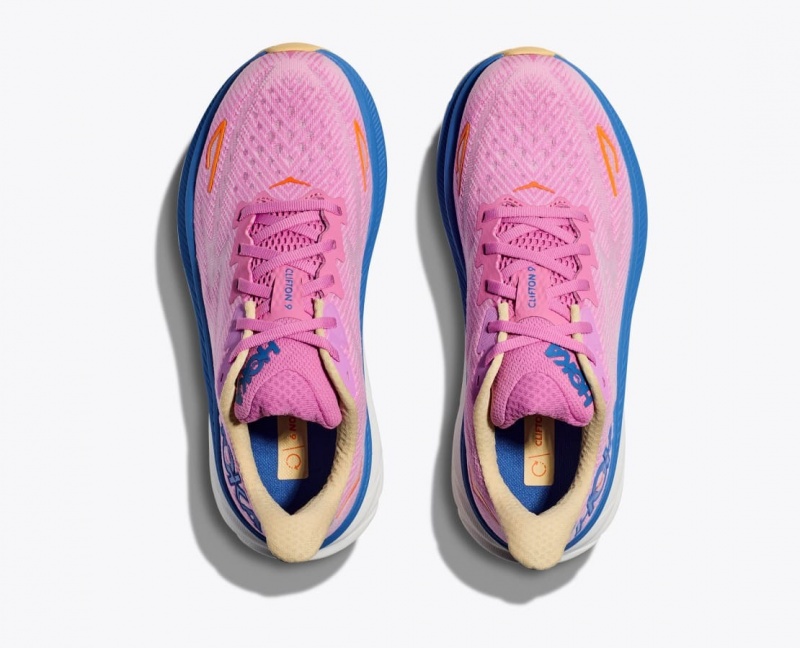 Pink / Blue HOKA Clifton 9 Women's Running Shoes | 83XRSAQWB