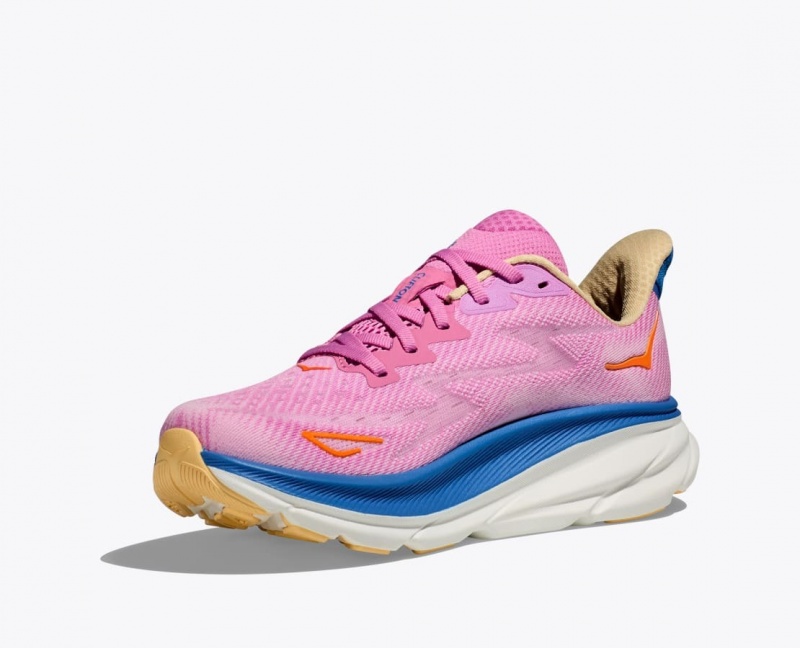 Pink / Blue HOKA Clifton 9 Women's Running Shoes | 83XRSAQWB