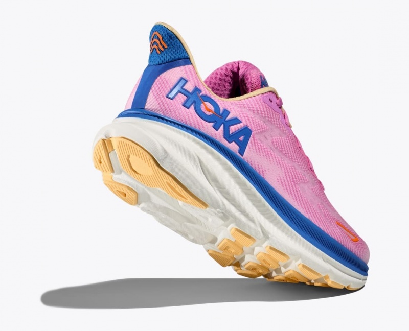 Pink / Blue HOKA Clifton 9 Women's Running Shoes | 83XRSAQWB