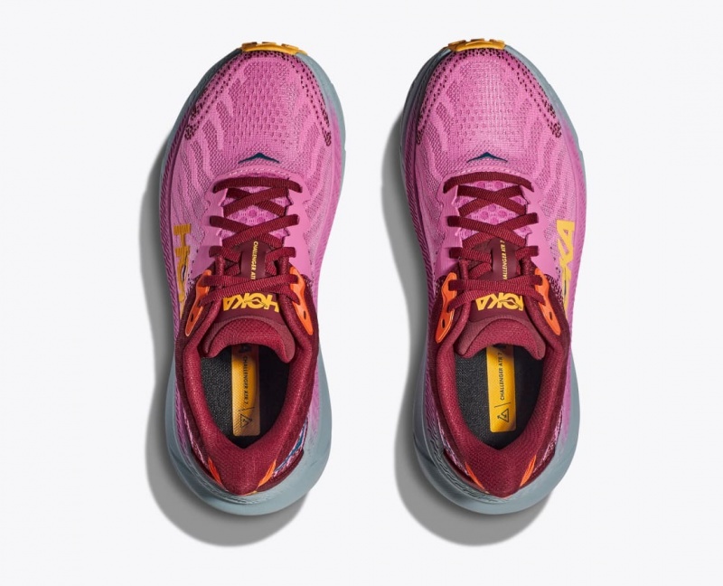 Pink / Dark Red HOKA Challenger 7 Women's Trail Running Shoes | 54JXYSVZN