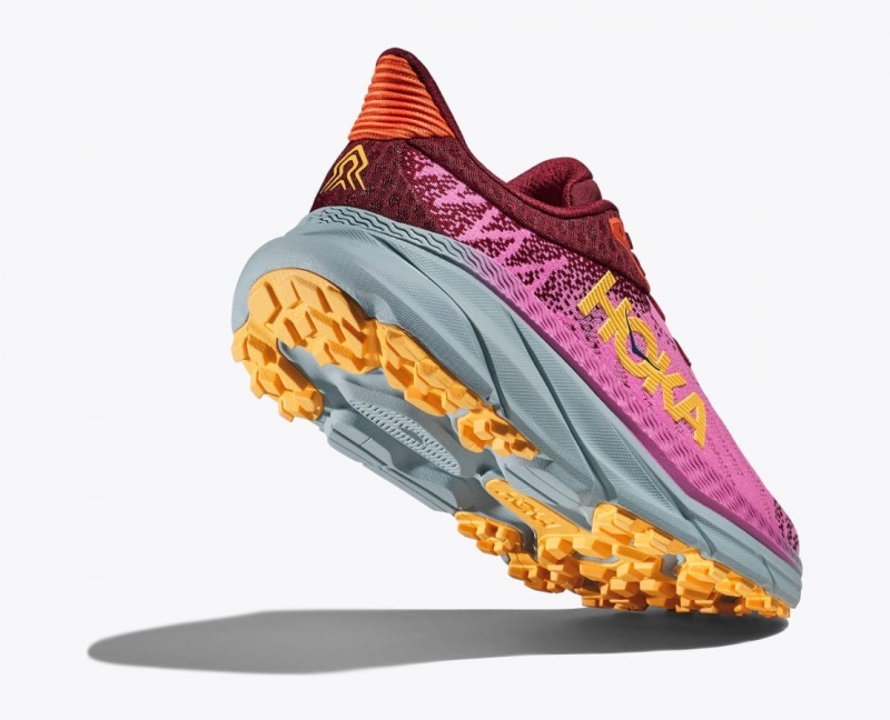 Pink / Dark Red HOKA Challenger 7 Women's Trail Running Shoes | 54JXYSVZN