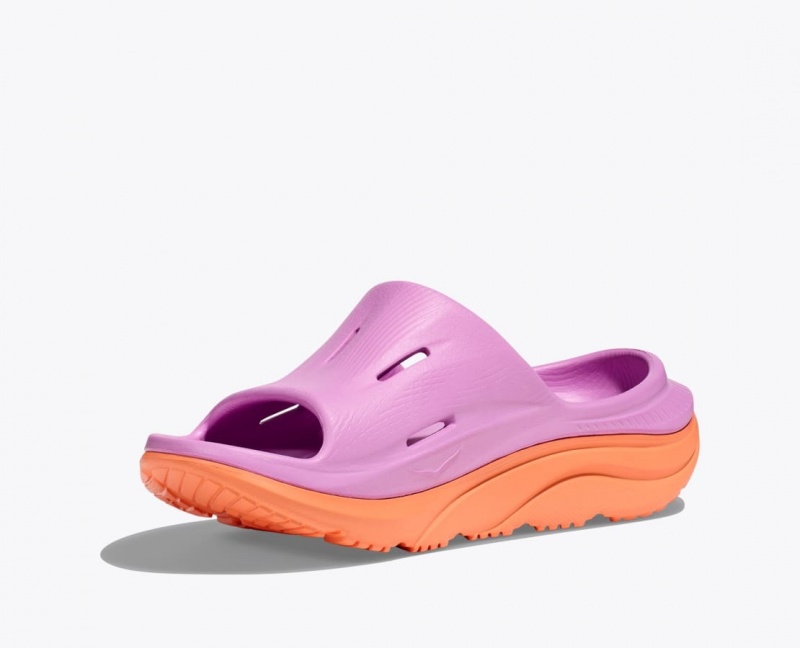 Pink / Orange HOKA Ora Recovery 3 Kids' Slides | 40CYEXISJ