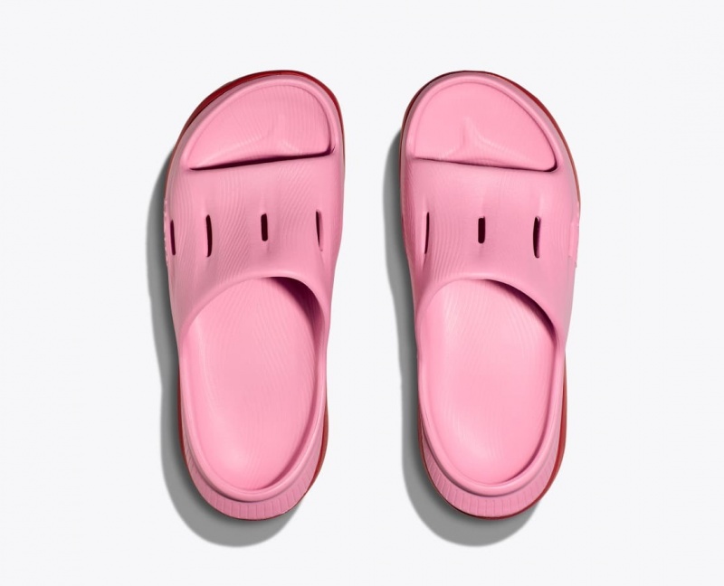 Pink / Red HOKA Ora Recovery 3 Kids' Slides | 65VKAJPBG