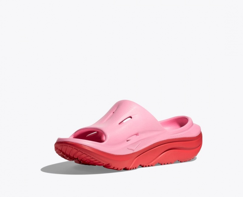 Pink / Red HOKA Ora Recovery 3 Kids' Slides | 65VKAJPBG