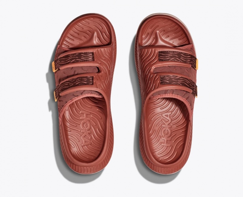 Red Brown HOKA Ora Luxe Men's Slide | 30LABHWJU