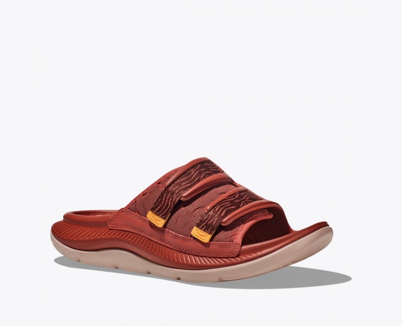 Red Brown HOKA Ora Luxe Men's Slide | 30LABHWJU