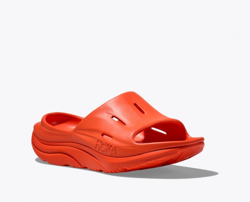 Red HOKA Ora Recovery 3 Men's Slide | 12VWALDXJ