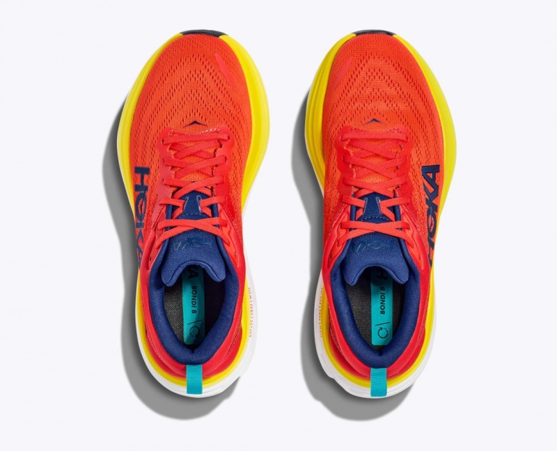 Red / Yellow HOKA Bondi 8 Men's Running Shoes | 69OPTZJYE