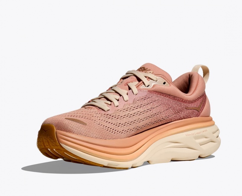 Rose Gold HOKA Bondi 8 Women's Running Shoes | 26CDTJRKU